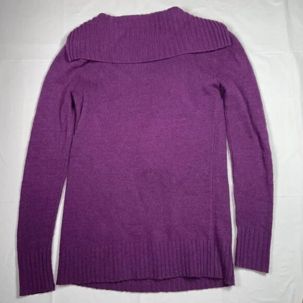 J.CREW ‎ Women's HALF ZIP KNIT Asymmetrical SWEATER Wool Alpaca Blend Purple XS